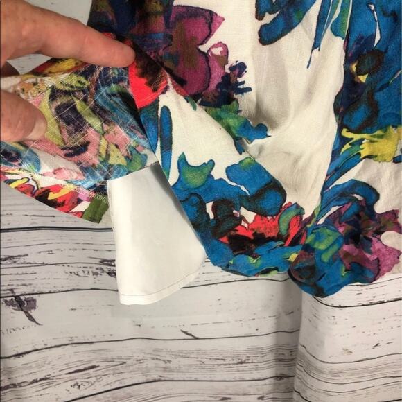 Rachel Roy Womens Floral Blue open back Romper Jumpsuit size 4 - Picture 8 of 11